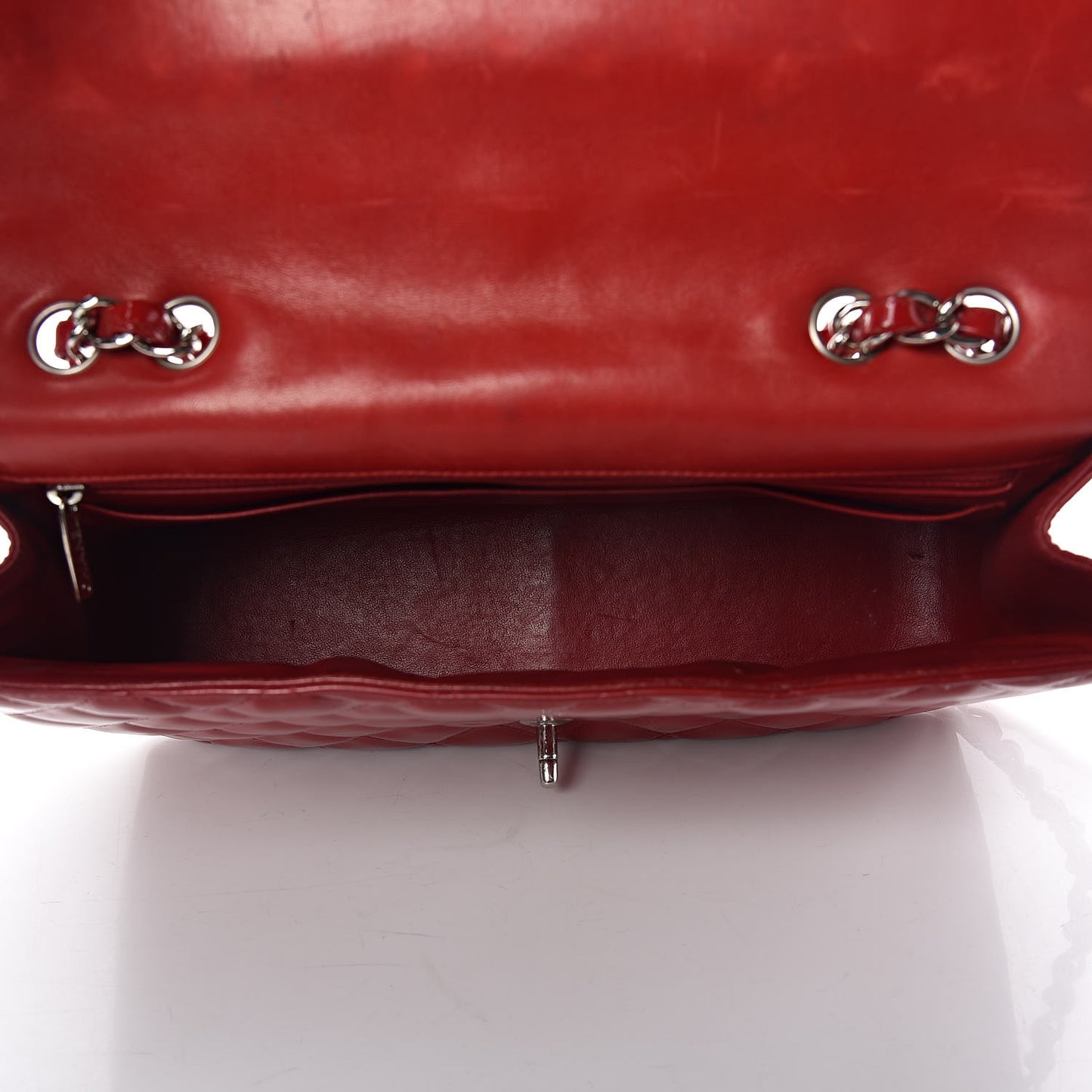 Patent Quilted Jumbo Single Flap Red