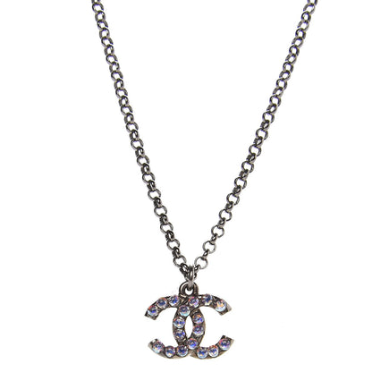 Chanel Ruthenium Crystal CC Necklace Iridescent Purple 3 of 5