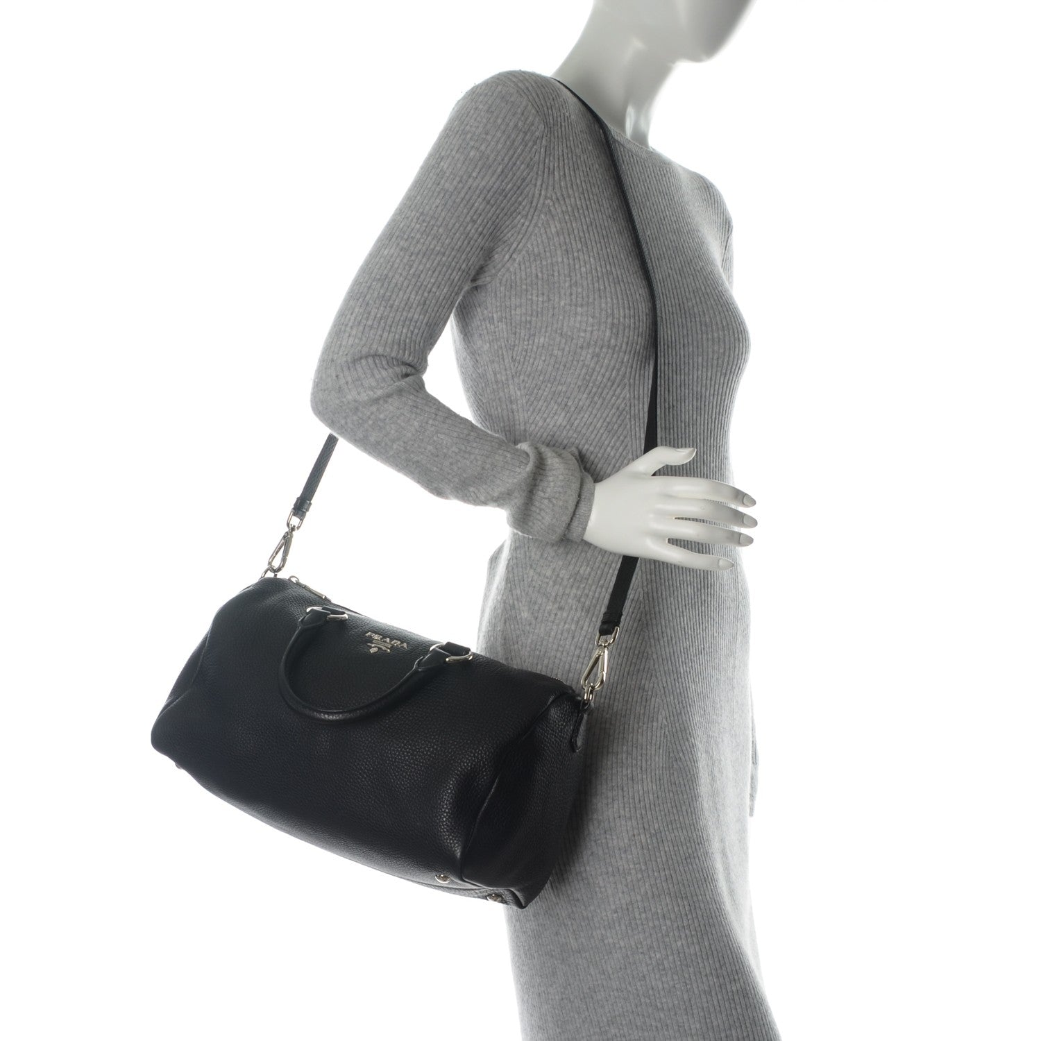 Prada Vitello Daino Satchel Nero Black 2 of 8