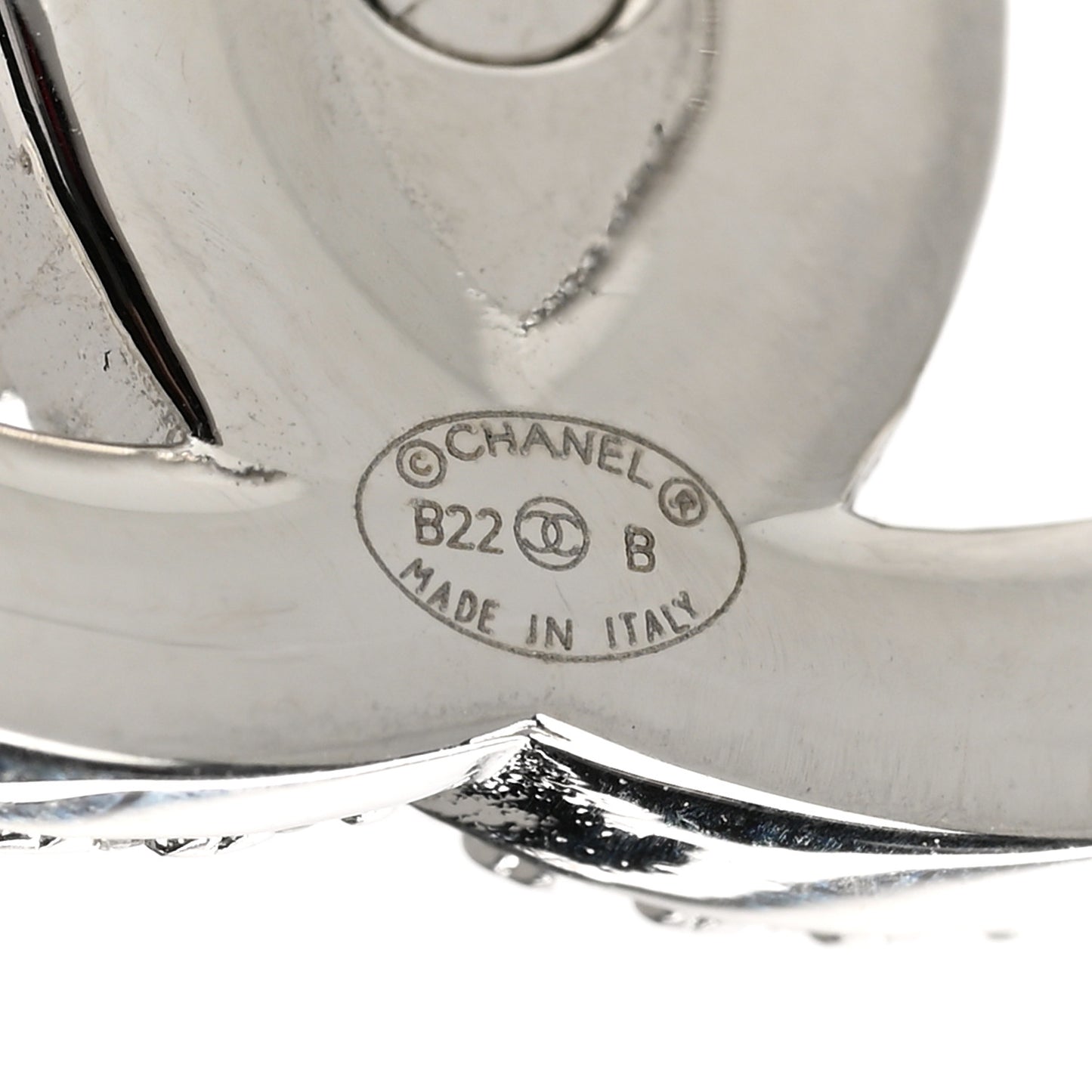Crystal CC Turnlock Earrings Silver