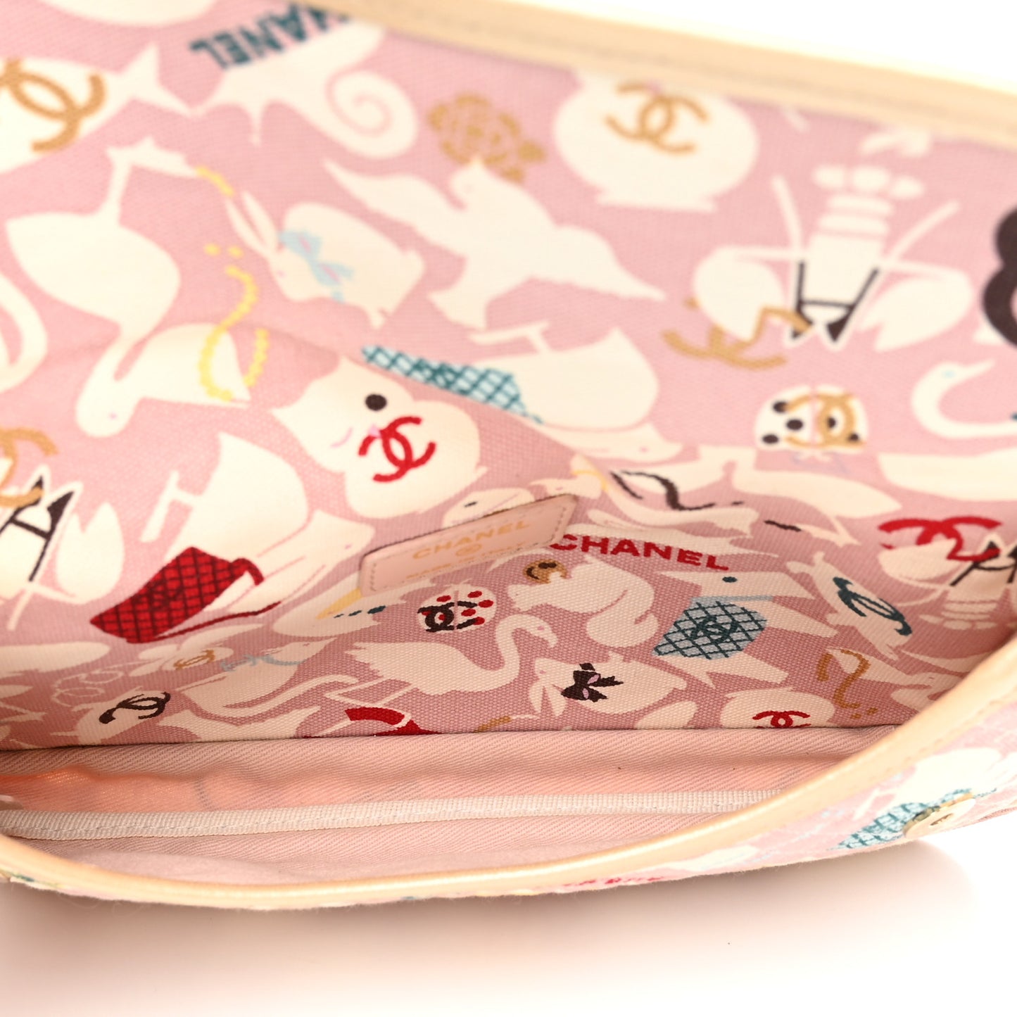 Canvas Baby Animals Clutch Pink