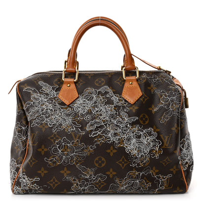 Louis Vuitton Monogram Dentelle Speedy 30 Silver 1 of 9