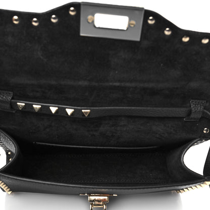 Valentino Garavani Pebbled Calfskin Medium Rockstud Flip Lock Crossbody Bag Black 4 of 8