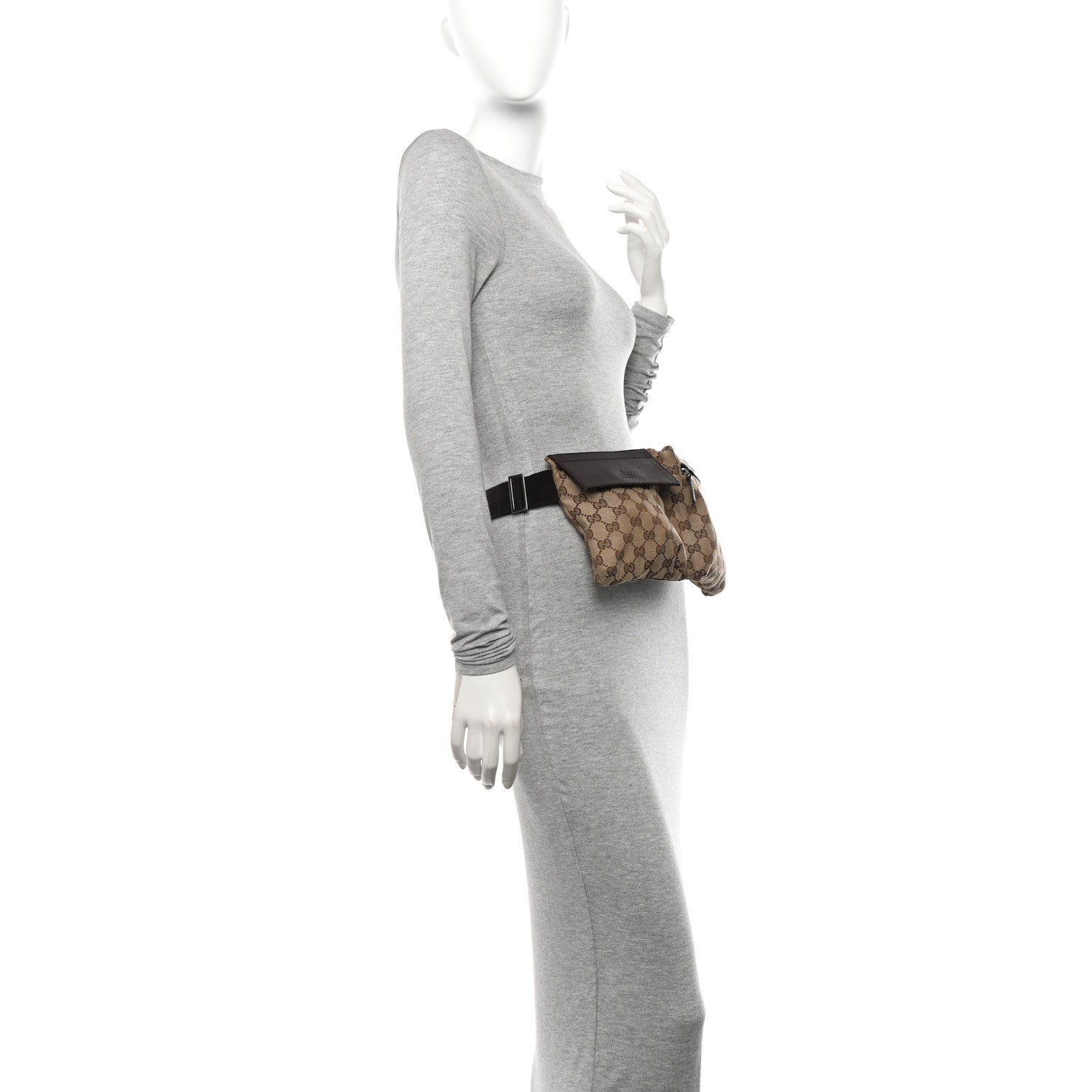 Gucci GG Monogram Double Pocket Belt Bag Dark Brown 2 of 10