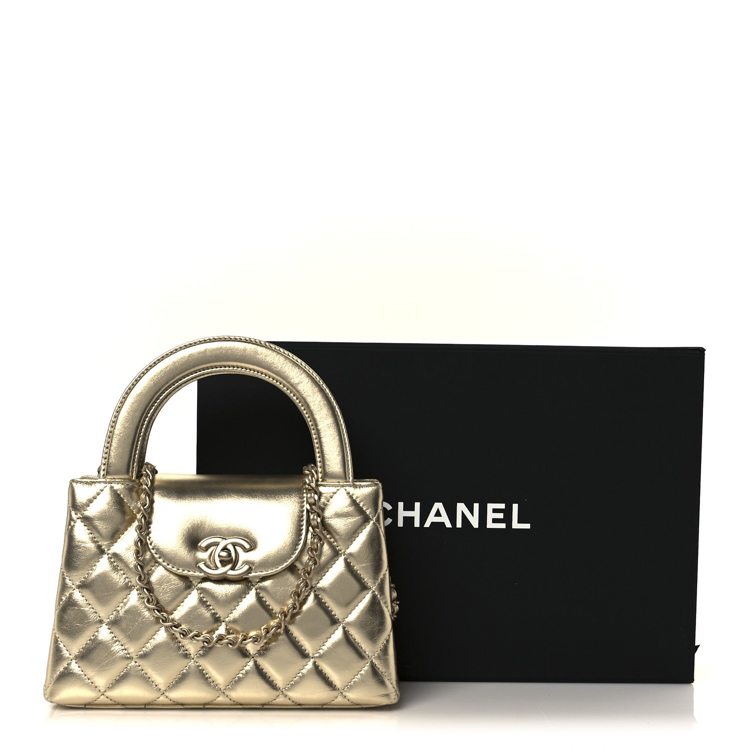 小物 CHANEL Chanel Metallic Shiny Aged Calfskin Quilted Nano Kelly Shopper