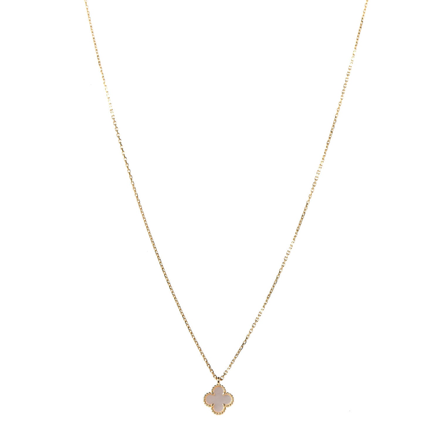 Van Cleef & Arpels 18K Yellow Gold Mother of Pearl Sweet Alhambra Pendant Necklace 1 of 6
