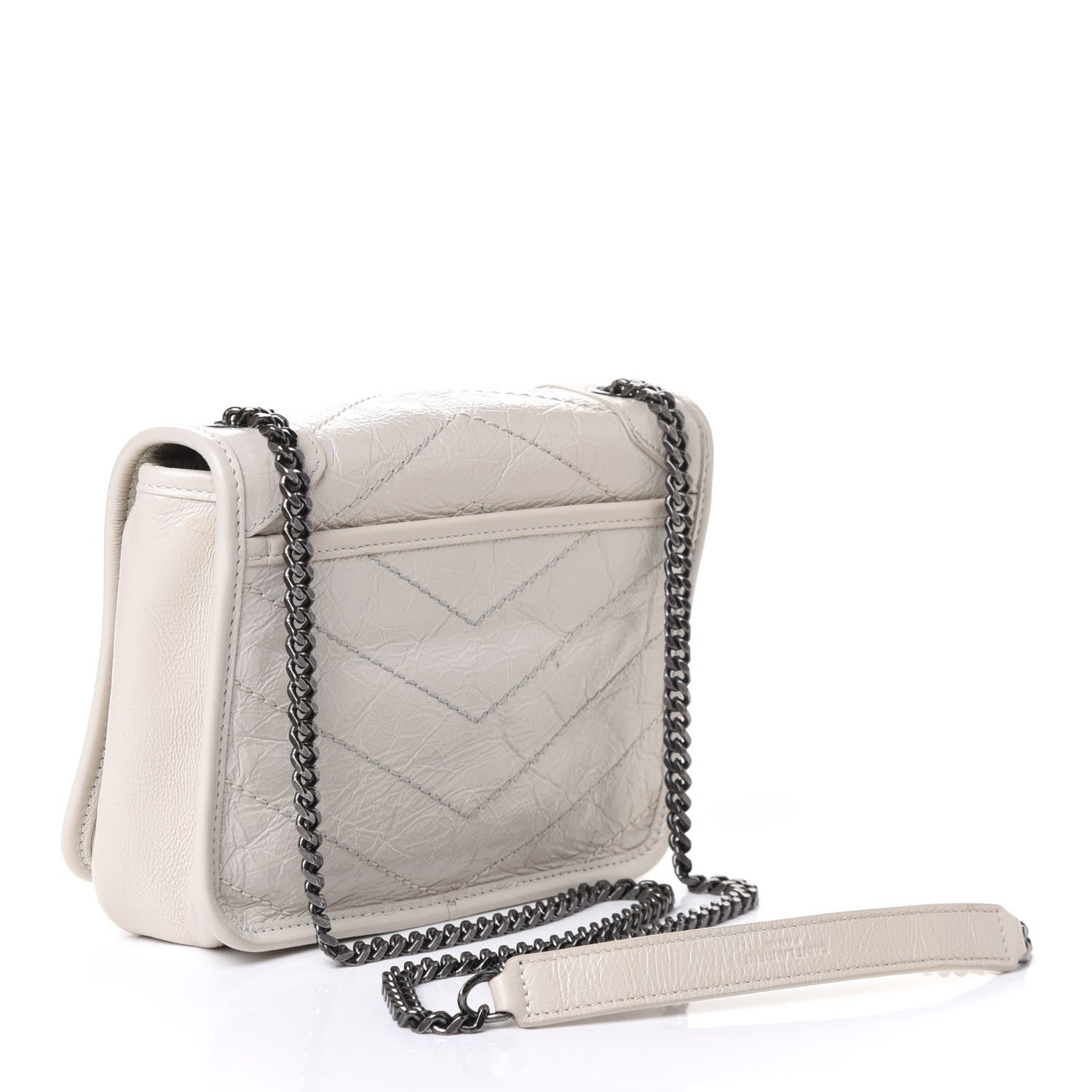 Saint Laurent Crinkled Calfskin Matelasse Monogram Niki Chain Wallet Crema Soft 2 of 4