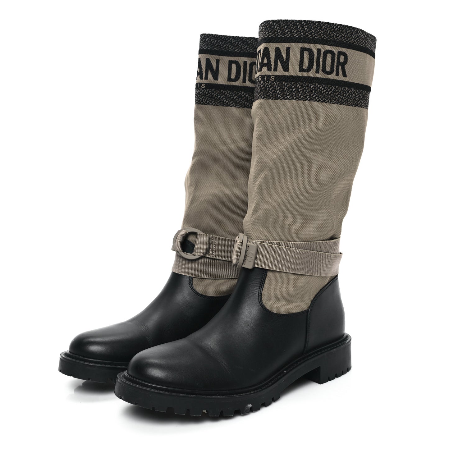 Technical Fabric Calfskin D-Major Boots 40 Taupe Black