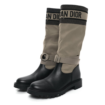 Christian Dior Technical Fabric Calfskin D-Major Boots 40 Taupe Black 3 of 9