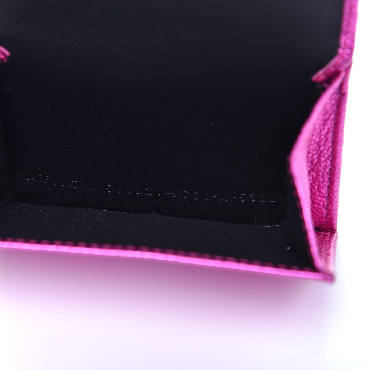 Metallic Goatskin Logo Mini Everyday Wallet Rose Fuchsia Black