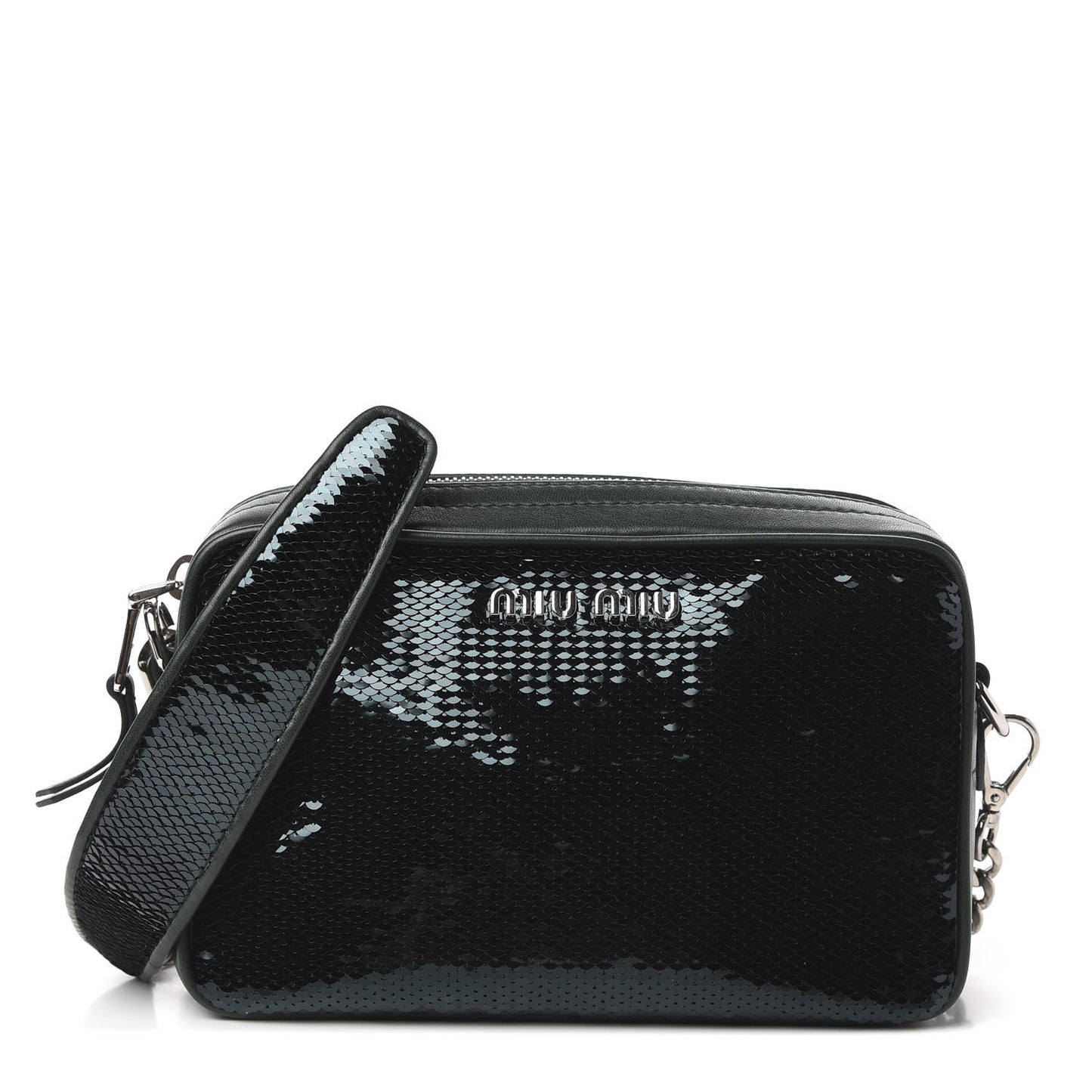 Paillettes Sequin Chain Camera Bag Smeraldo