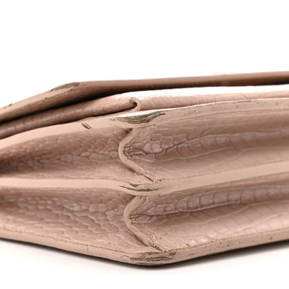 Saint Laurent Calfskin Crocodile Embossed Medium Monogram Sunset Rose Antic 10 of 25