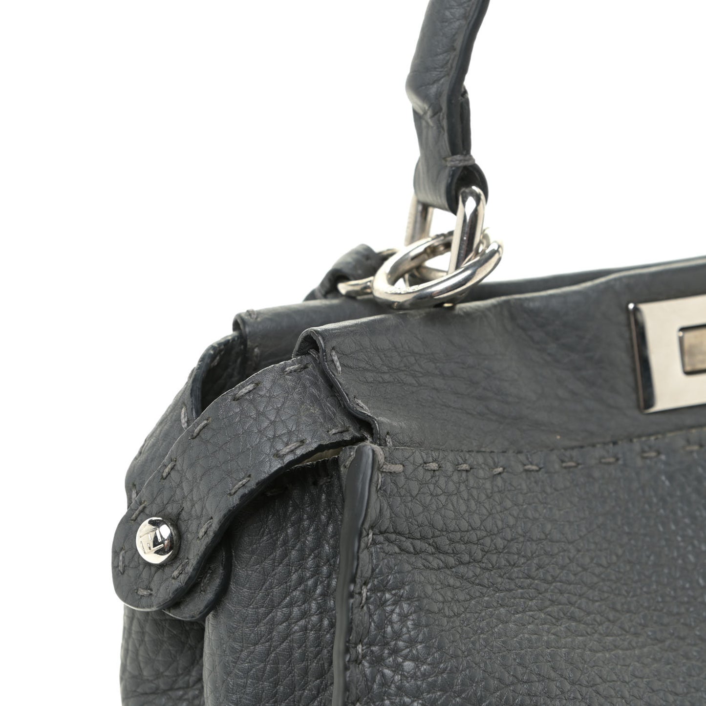 Cuoio Romano Selleria Bi-Color Medium Peekaboo Iconic Satchel Asfalto Latte