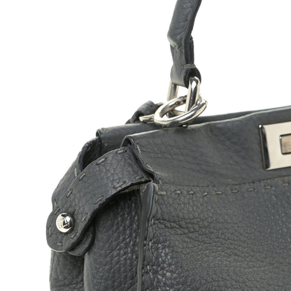 Fendi Cuoio Romano Selleria Bi-Color Medium Peekaboo Iconic Satchel Asfalto Latte 13 of 18
