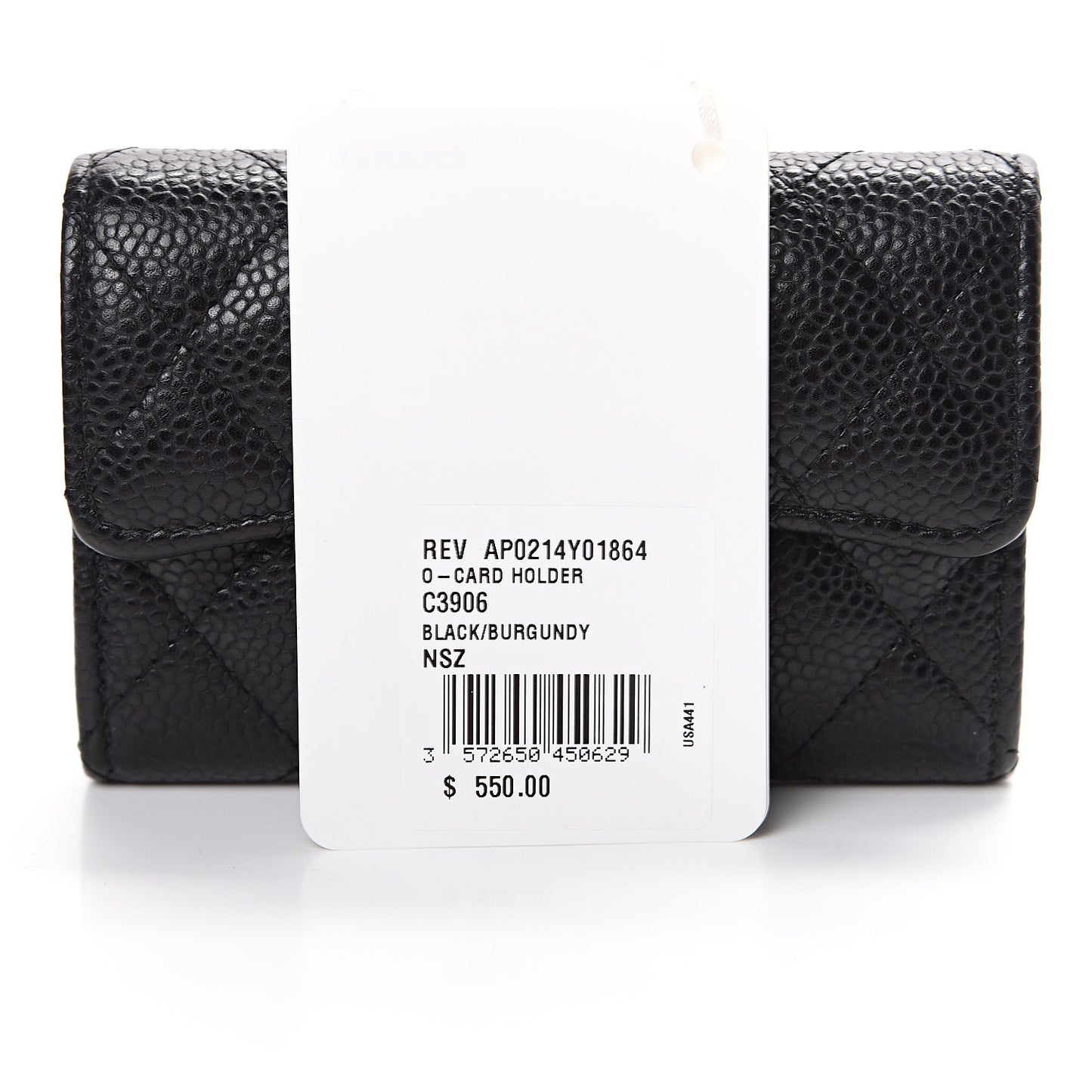 Caviar Quilted Flap Card Holder Black