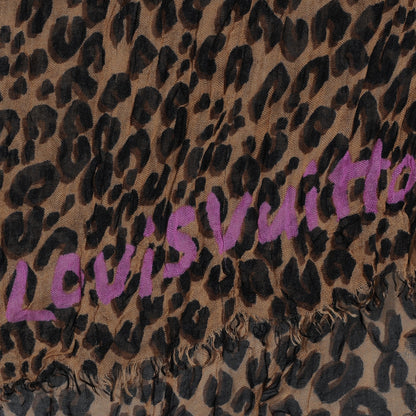 Louis Vuitton Cashmere Silk Leopard Stole Brown 1 of 7