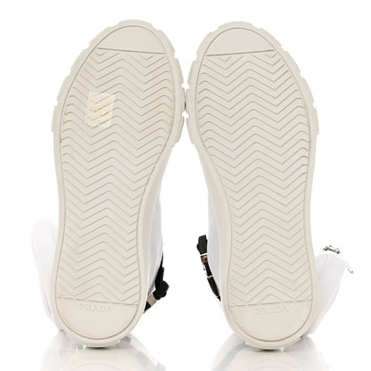 Prada Re-Nylon Gabardine Metal Triangle Logo Wheel Pouch Pocket High Top Sneakers 35.5 White 5 of 9
