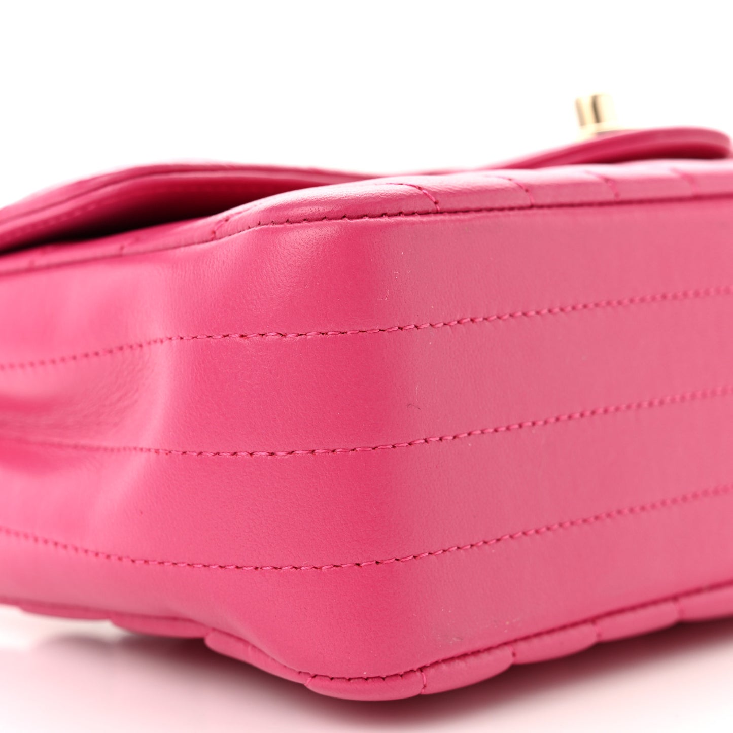 Lambskin Chevron Quilted Mini Rectangular Flap Fuchsia