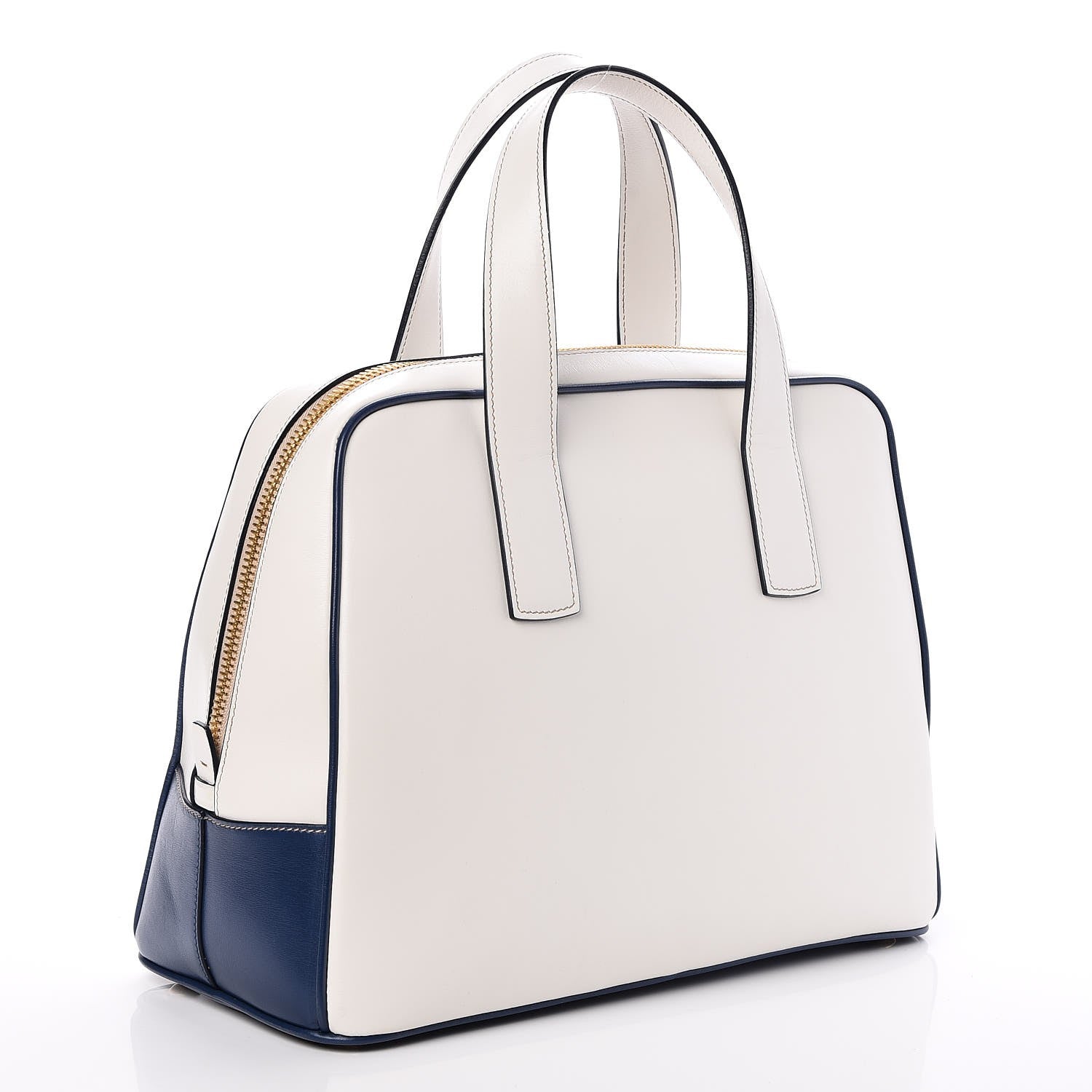 Prada Vitello Bi-Color Top Handle Bowler Bag Talco 3 of 8