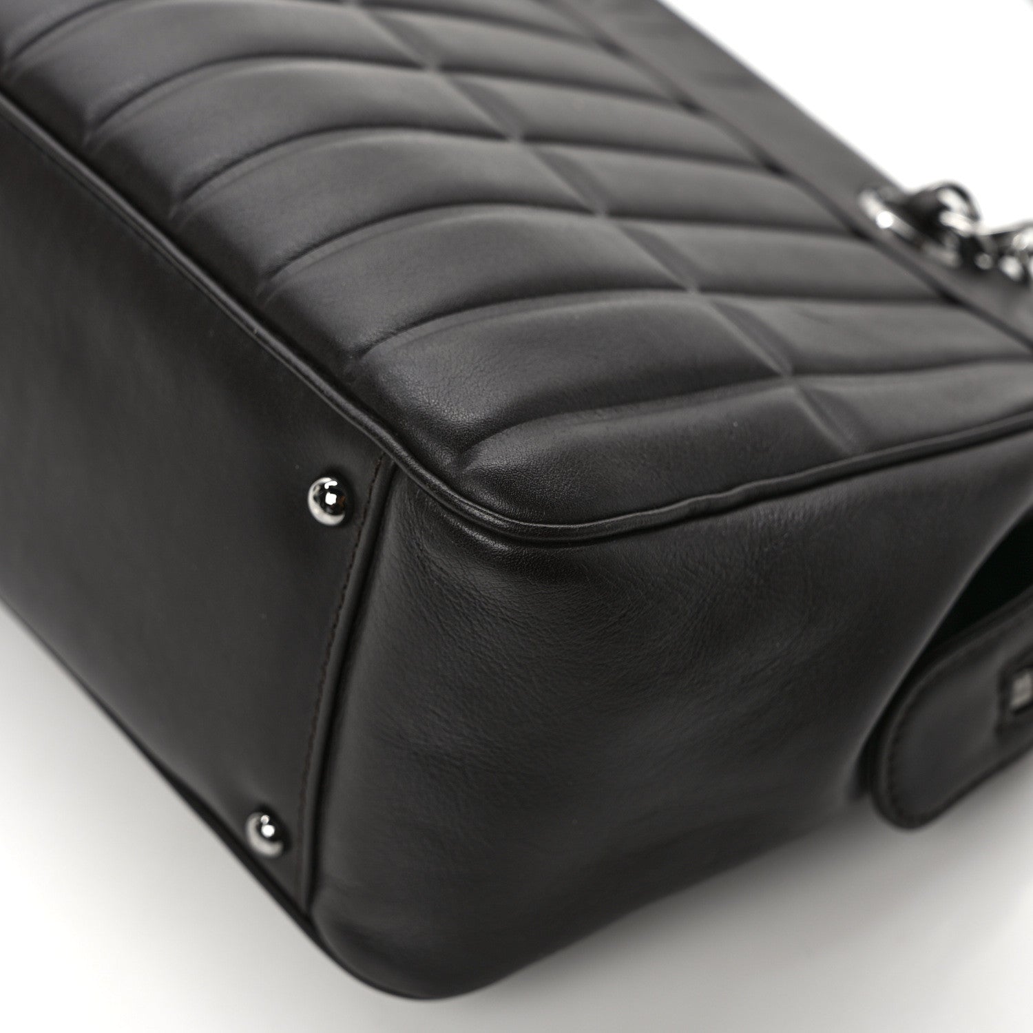 Chanel Calfskin Vertical Quilted Lax East West Shoulder Bag Dark Brown 10 of 11