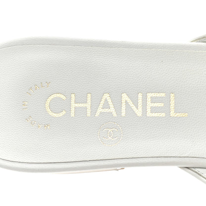 Chanel Lambskin CC Mules 38 White 7 of 11