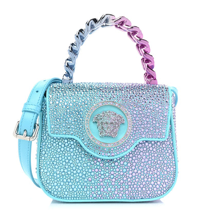 Versace Satin Crystal Studded Mini La Medusa Bag Blue 1 of 9