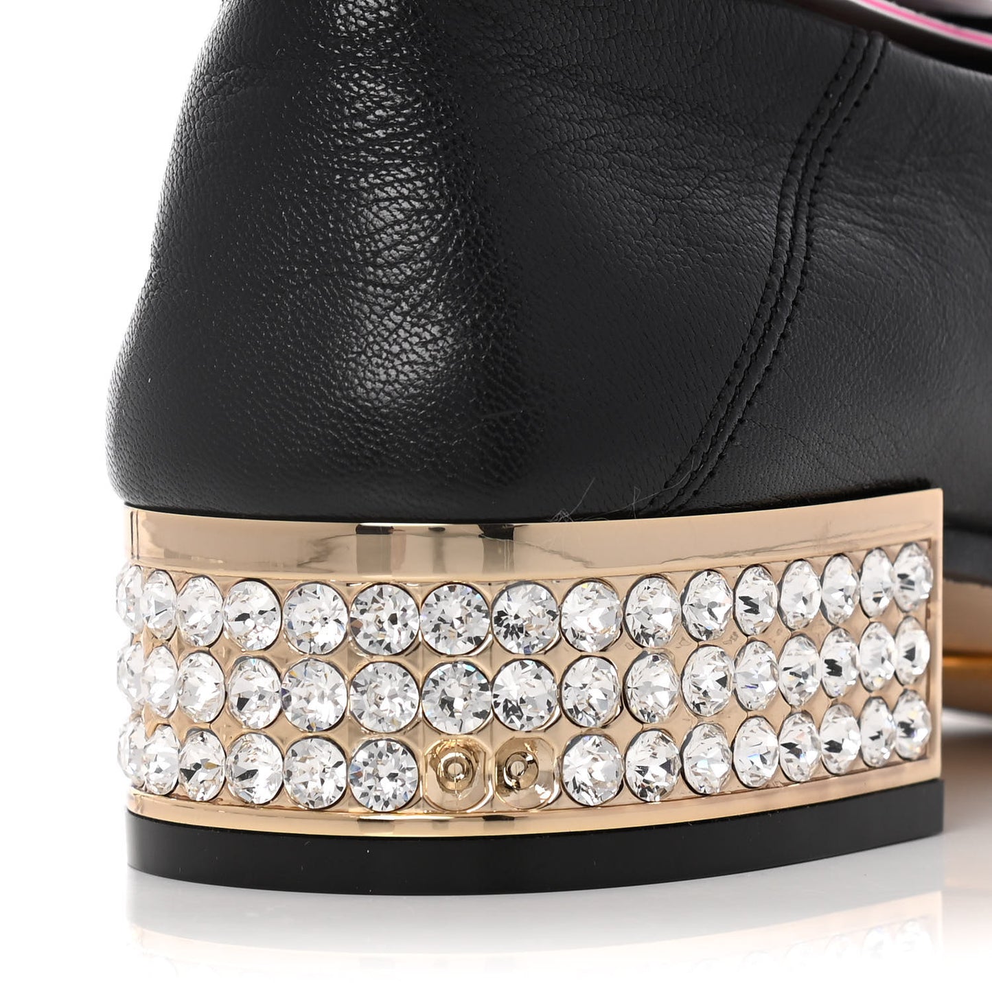 Goatskin Crystal Womens Horsebit Loafers 38 Black