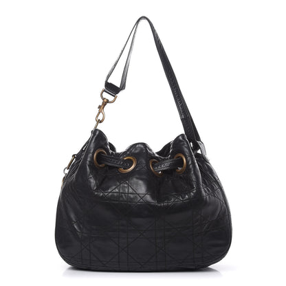 Christian Dior Lambskin Cannage Drawstring Bag Black 1 of 18