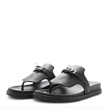 Hermes Calfskin Womens Empire Sandals 35 Black 4 of 10