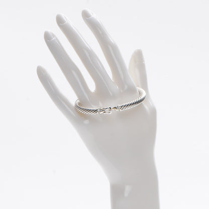 David Yurman Sterling Silver Diamond 5mm Cable Buckle Bracelet 2 of 6