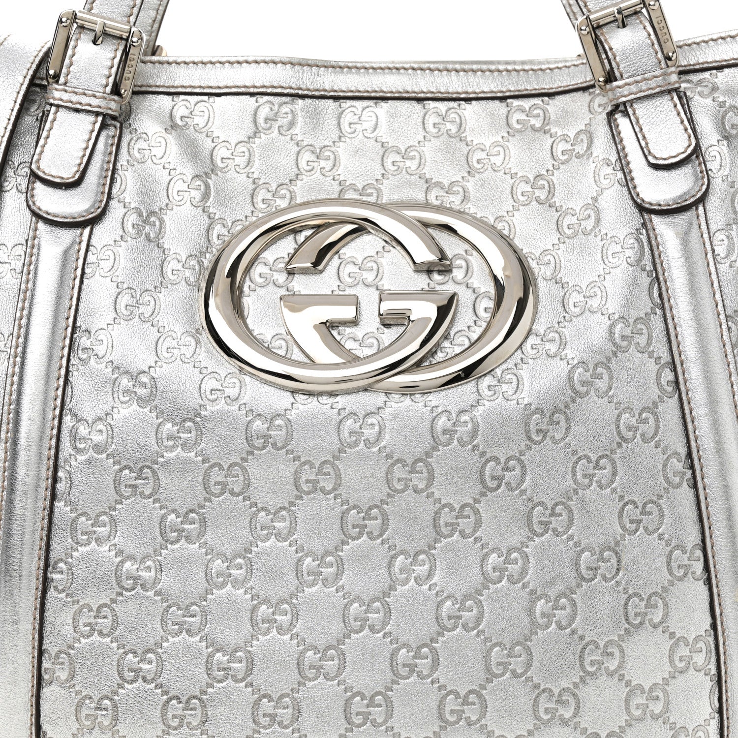 Gucci Metallic Guccissima Medium Britt Tote Silver 8 of 10