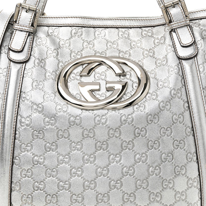 Gucci Metallic Guccissima Medium Britt Tote Silver 8 of 10