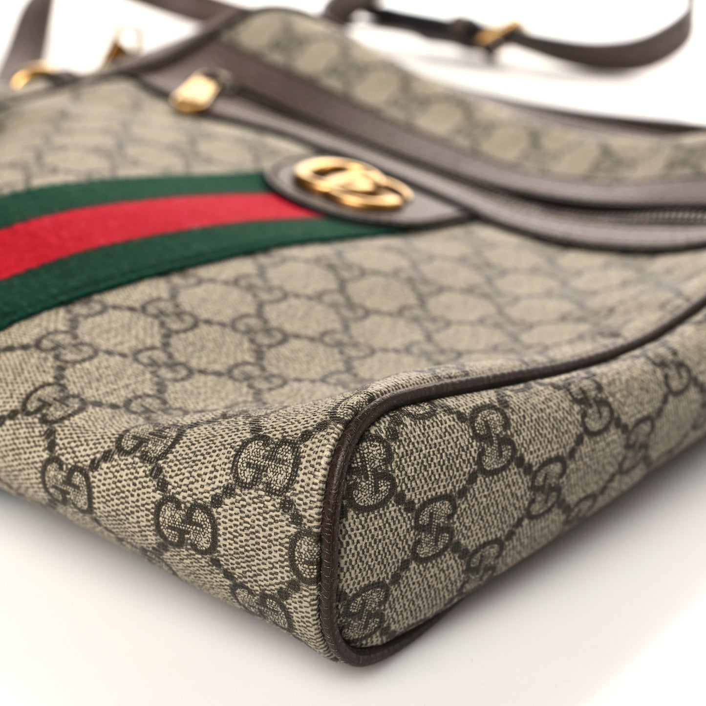 GG Supreme Monogram Web Medium Ophidia Messenger Bag Brown