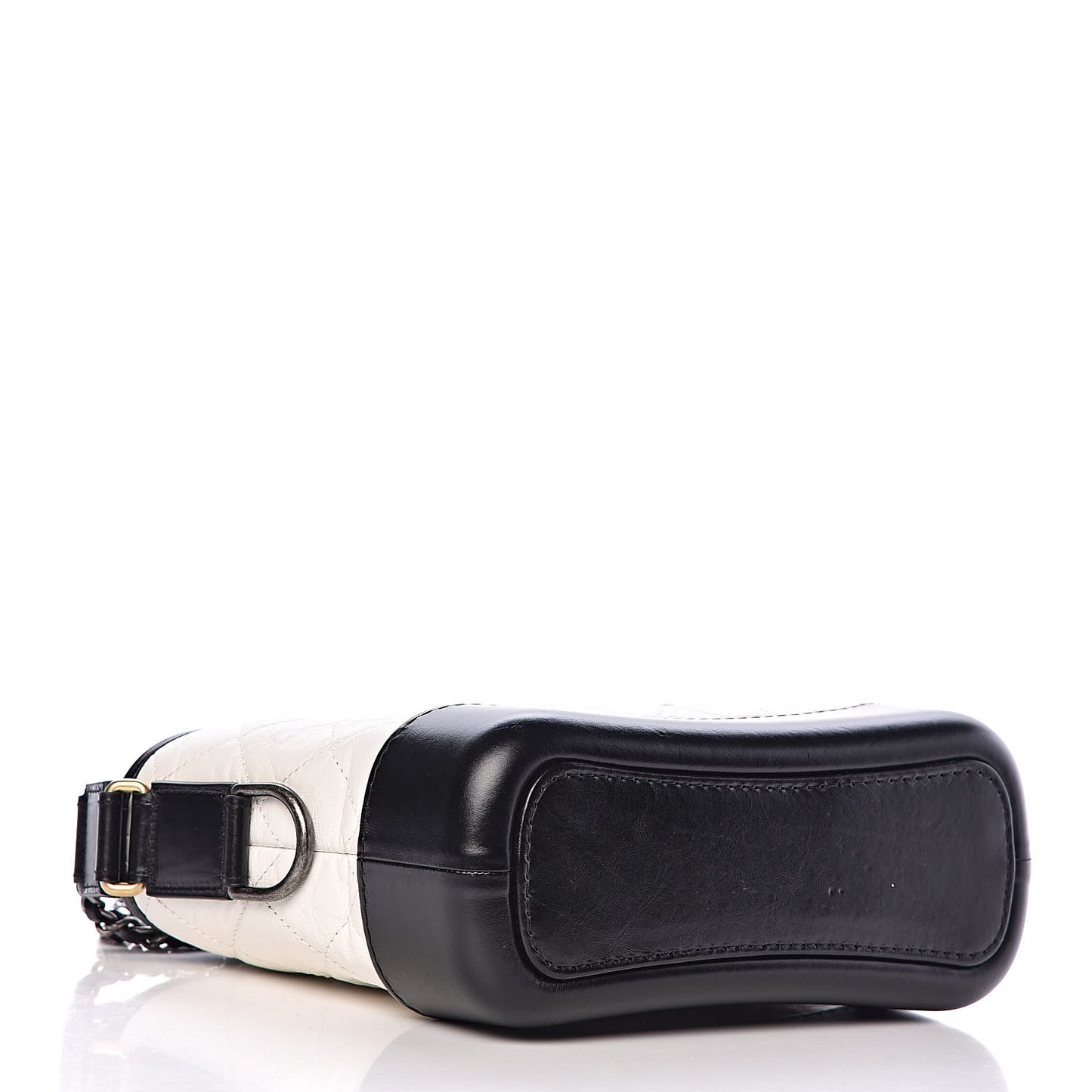 Aged Calfskin Quilted Small Gabrielle Hobo Black White