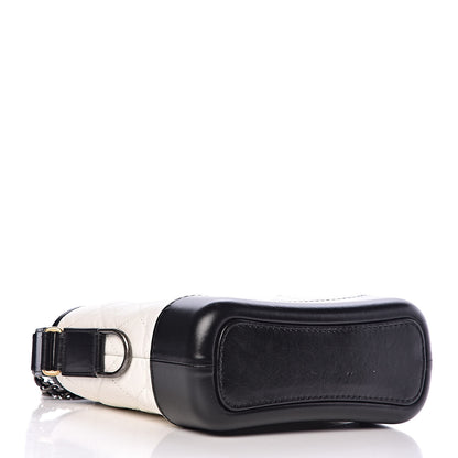Chanel Aged Calfskin Quilted Small Gabrielle Hobo Black White 4 of 9