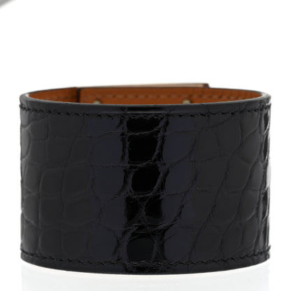 Hermes Shiny Alligator Kelly Dog Bracelet T1 Black 3 of 7
