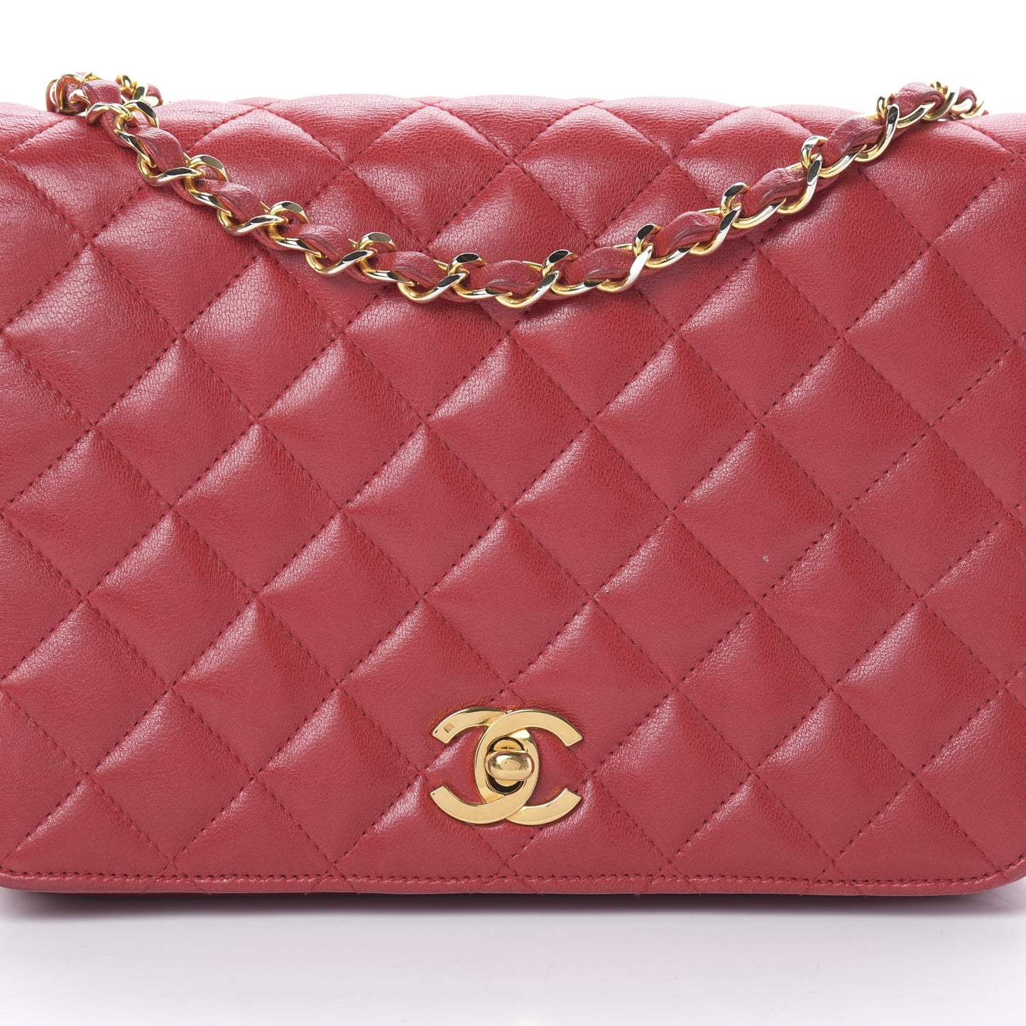 Lambskin Quilted Small Single Flap Red