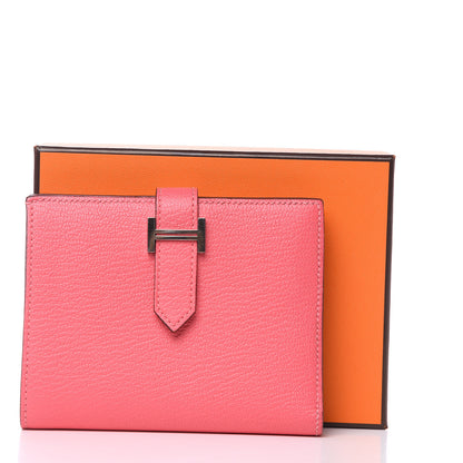 Hermes Chevre Mysore Bearn Compact Wallet Rose Lipstick 8 of 11