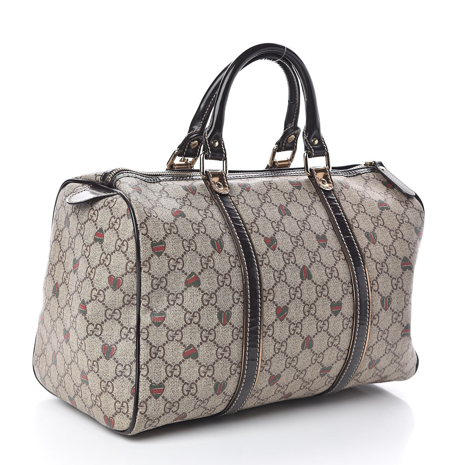 Gucci GG Plus Monogram Hearts Medium Joy Boston Dark Brown 3 of 10