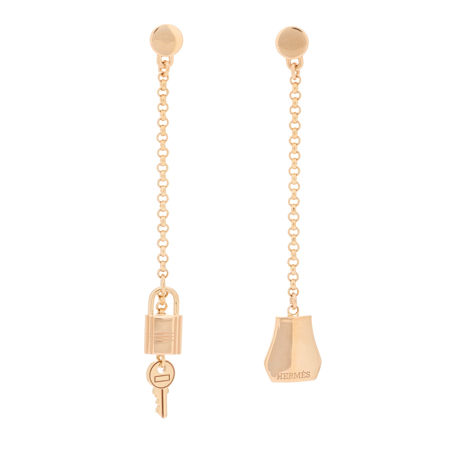 Hermes 18K Rose Gold Kelly Clochette Earrings 1 of 5