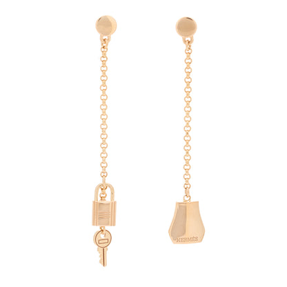 Hermes 18K Rose Gold Kelly Clochette Earrings 1 of 5