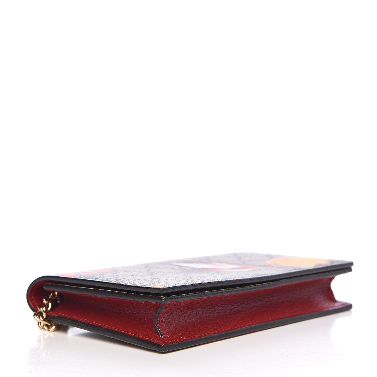 GG Supreme Monogram Tian Chain Wallet Beige Multicolor Red