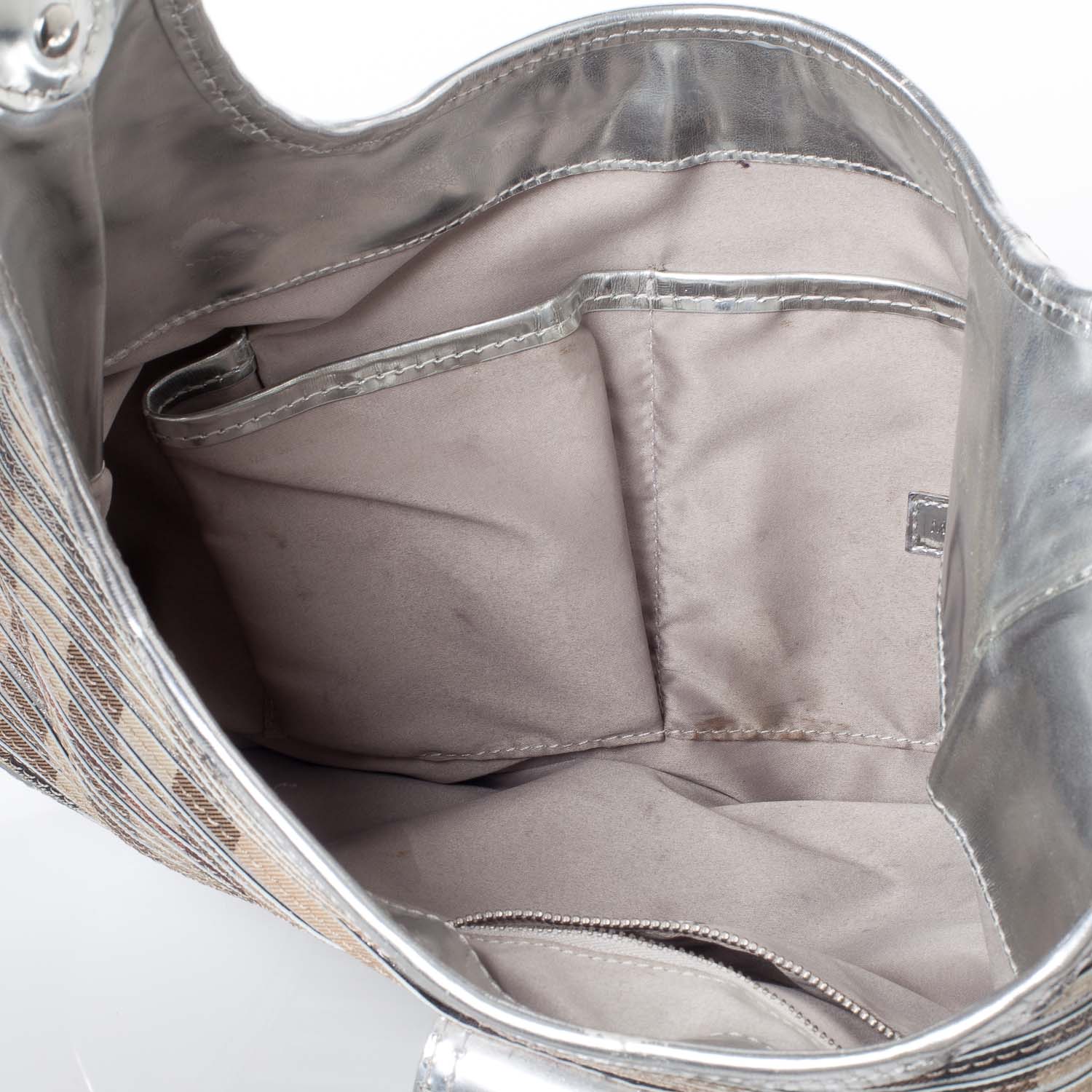 Burberry House Check Sliced Brook Hobo Metallic Silver 10 of 10