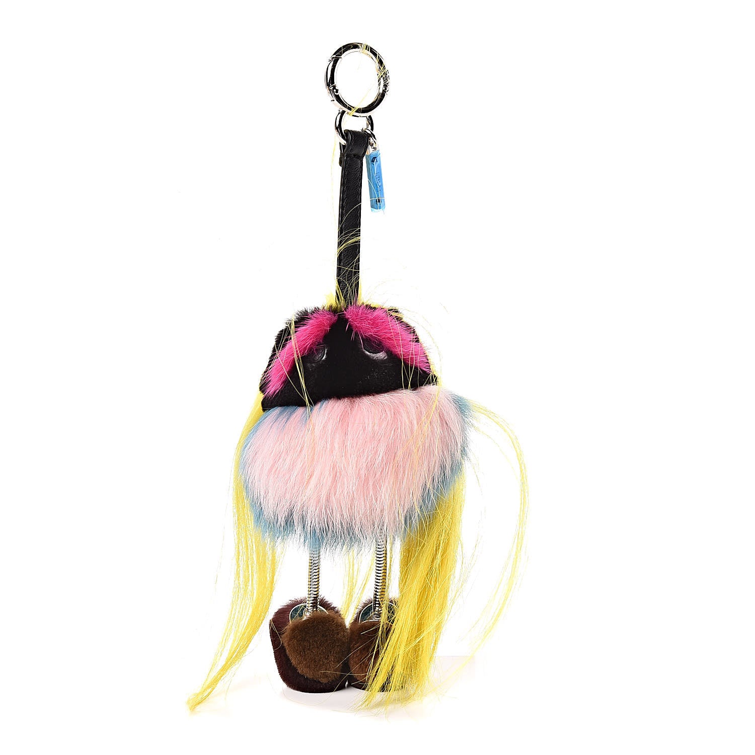 Fendi Goat Mink Fox Fur Mum Wonders Bag Charm Yellow Water Multicolor 1 of 5