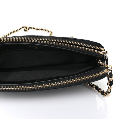Chanel Iridescent Lambskin Quilted Pearl Clutch With Chain Black 5 of 10
