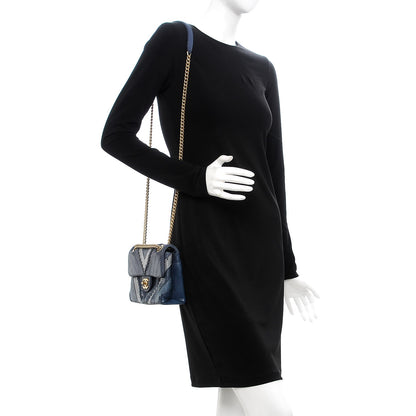 Chanel Iridescent Calfskin Python Patchwork Chevron Small Flap Black 2 of 8