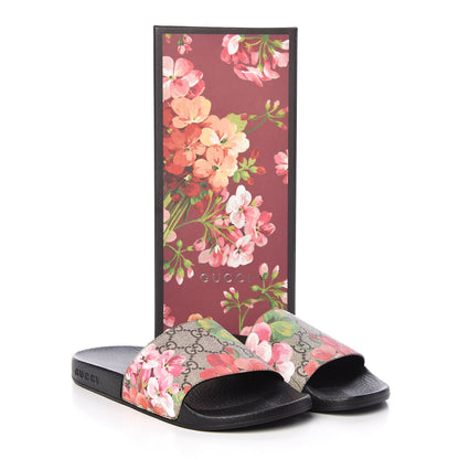 Gucci GG Supreme Monogram Blooms Slide Sandals 36 Beige Multicolor 9 of 9