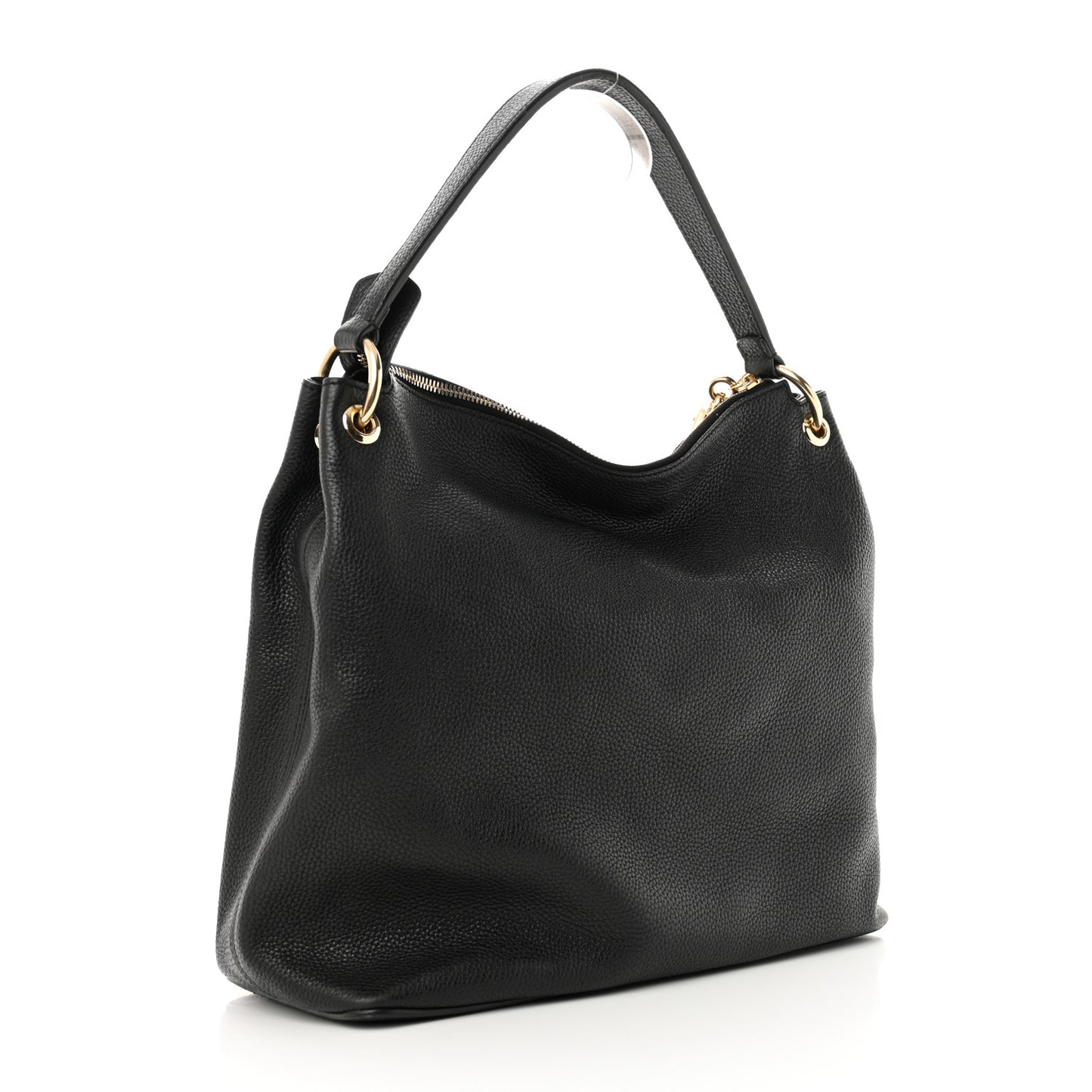 Pebbled Calfskin Large Soho Hobo Black