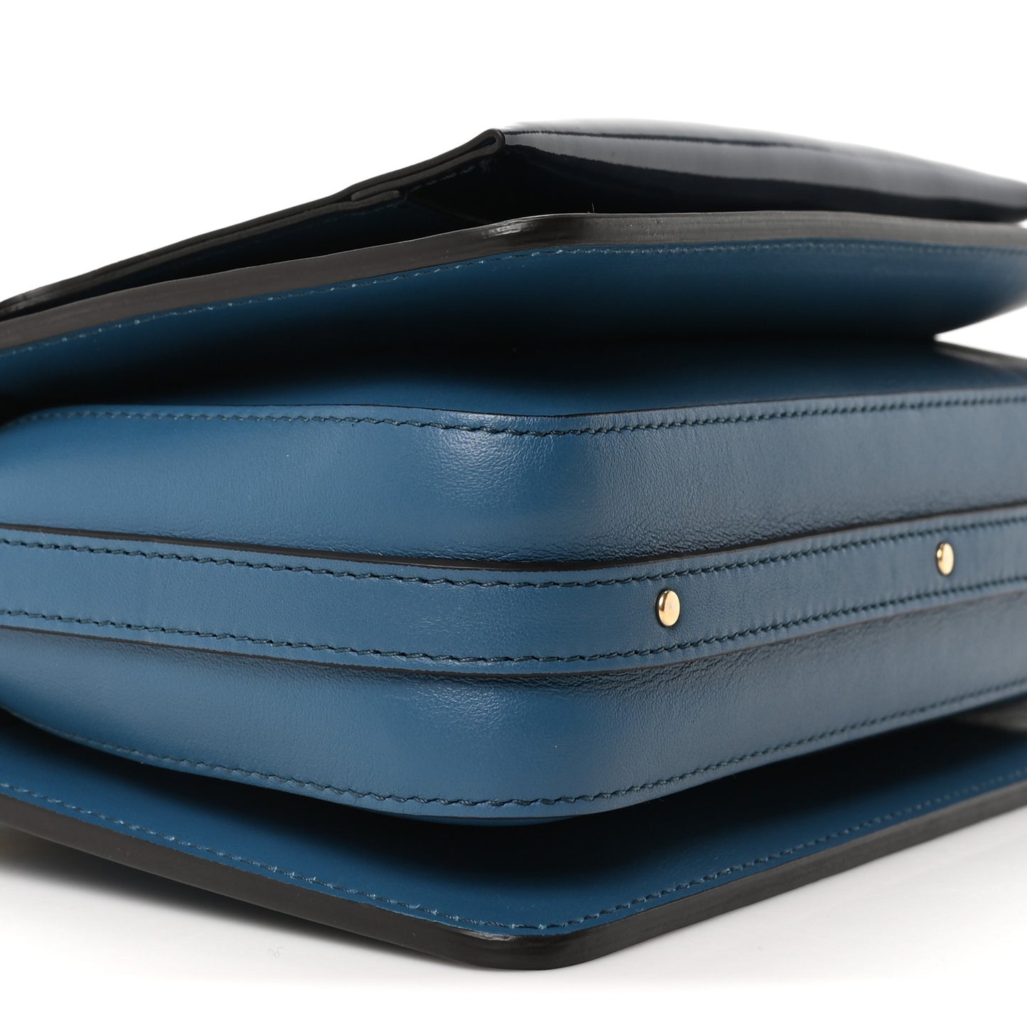 Glossy Lambskin Small Roy Bag Vinyl Blue