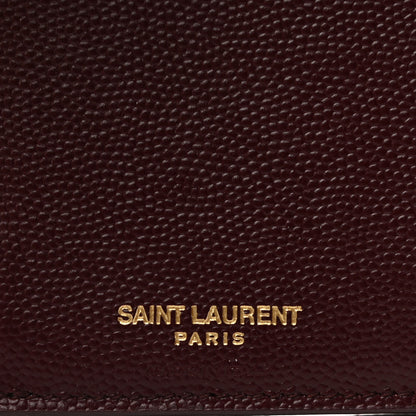 Saint Laurent Grain De Poudre Matelasse Chevron Monogram Compact Tri Fold Wallet Rouge Legion 6 of 8